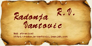 Radonja Vantović vizit kartica